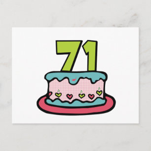 Cartão Postal Bolo de aniversário de 71 anos