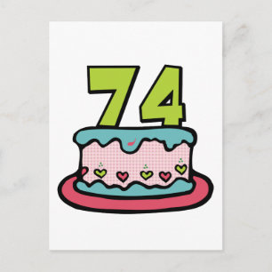 Cartão Postal Bolo de aniversário de 74 anos