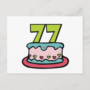 Cartão Postal Bolo de aniversário de 77 anos