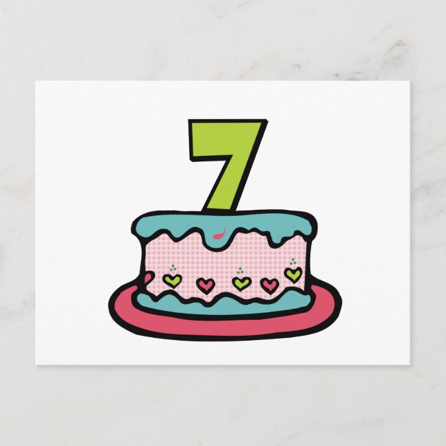 Cartão Postal Bolo de aniversário de 7 anos (Frente)