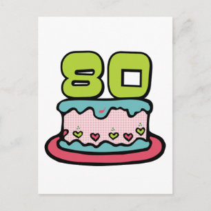 Cartão Postal Bolo De Aniversário De 80 Anos