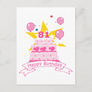 Cartão Postal Bolo de aniversário de 81 anos
