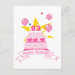 Cartão Postal Bolo de aniversário de 83 anos