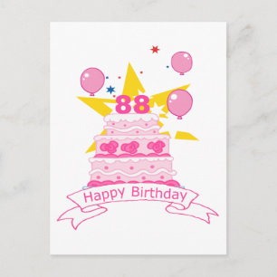 Cartão Postal Bolo De Aniversário De 88 Anos