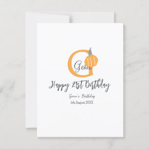 Cartão Postal Bolo de aniversário de abóbora laranja outono 21º 