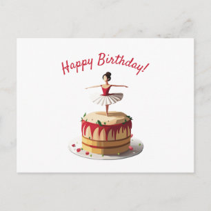 Cartão Postal Bolo de Aniversário de Bailarina
