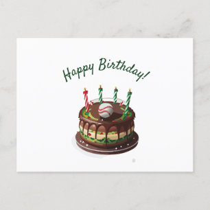 Cartão Postal Bolo de Aniversário de Beisebol