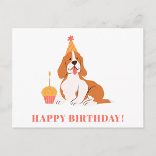 Cartão Postal Bolo de Aniversário de Cachorro Fofo Colorido Mode