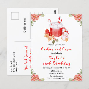 Cartão Postal Bolo de Aniversário de Cookies de Natal e Cacau Ve