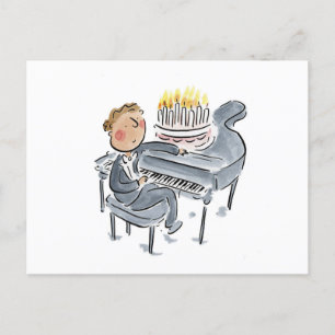 Cartão Postal Bolo de Aniversário de Piano
