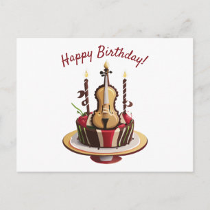 Cartão Postal Bolo de Aniversário de Violino