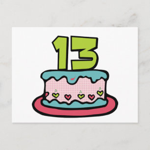Cartão Postal Bolo de aniversário do adolescente de 13 anos