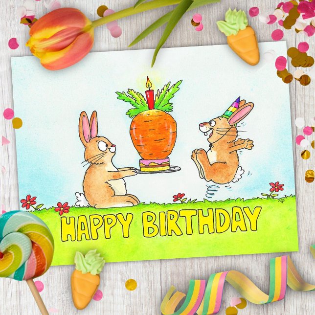 Cartão Postal Bolo de Aniversário do Bunny (Criador carregado)