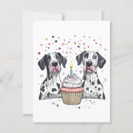 Cartão Postal Bolo de Aniversário do Cães Great Dane