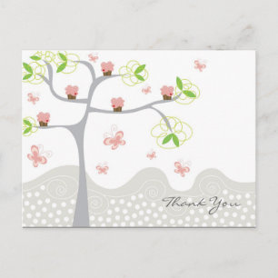 Cartão Postal Bolo de Aniversário Doce Borboletas Árvore Cupcake