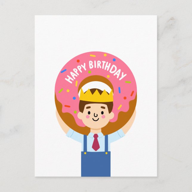 Cartão Postal Bolo de aniversário donut (Frente)