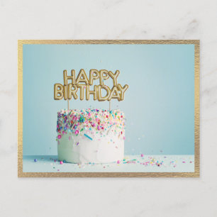 Cartão Postal Bolo de Aniversário Elegante Moderno