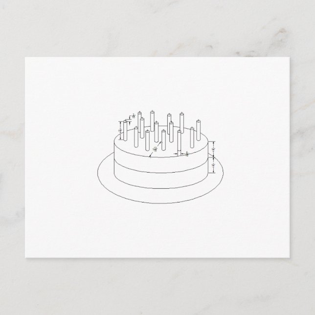 Cartão Postal Bolo de aniversário - Estilo arquitetônico desenha (Frente)