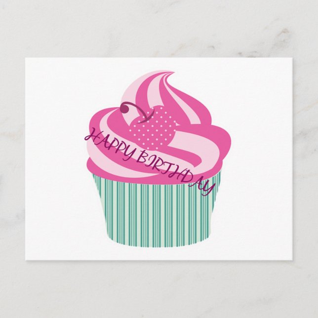 Cartão Postal Bolo de Aniversário Feliz (Frente)