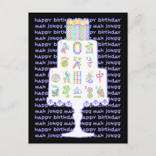 Cartão Postal Bolo de Aniversário Mah Jongg