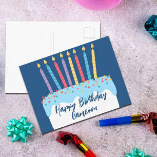 Cartão Postal Bolo de Aniversário Personalizado Moderno