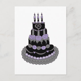 Cartão Postal Bolo de aniversário roxo gótico
