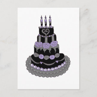 Cartão Postal Bolo de aniversário roxo gótico