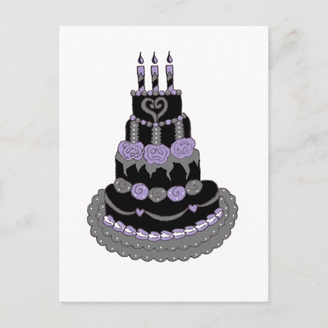 Cartão Postal Bolo de aniversário roxo gótico (Frente)