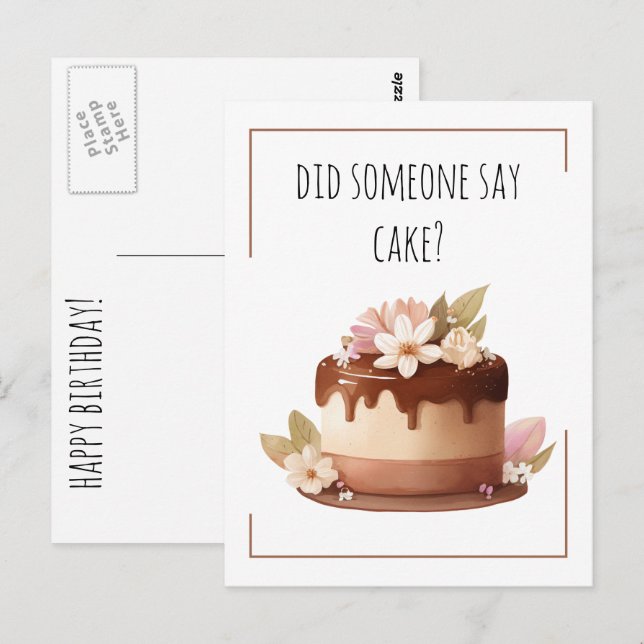 Cartão Postal Bolo de Café Divertido de Aniversário (Frente/Verso)