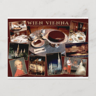 Cartão Postal Bolo de Café Vintage de Viena e Vista Múltipla de