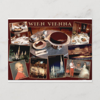 Cartão Postal Bolo de Café Vintage de Viena e Vista Múltipla de 