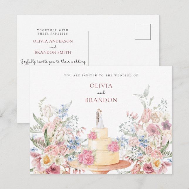 Cartão Postal Bolo de casamento (Frente/Verso)