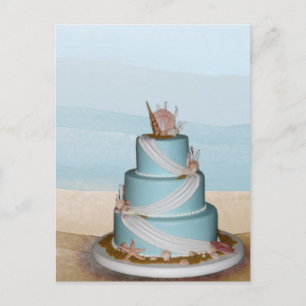 Cartão Postal Bolo de Casamento de Shell Elegante Sea