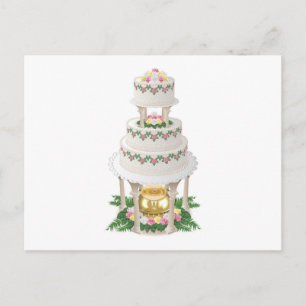 Cartão Postal Bolo de Casamento Elaborado com Fonte