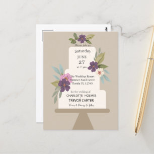 Cartão Postal Bolo de Casamento Floral Moderno