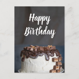 Cartão Postal Bolo de Chocolate de Aniversário