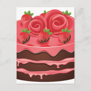 Cartão Postal Bolo de Chocolate Decorado