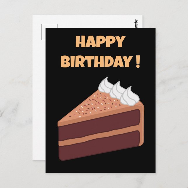 Cartão Postal Bolo de Chocolate Delicioso de Aniversário (Frente/Verso)
