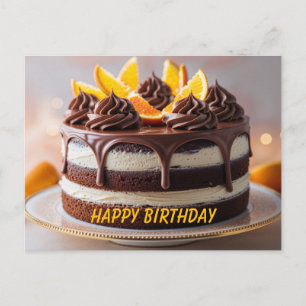 Cartão Postal Bolo de Frutas de Laranja com Chocolate de Anivers