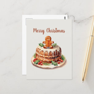 Cartão Postal bolo de gengibre aquarela adicionar texto