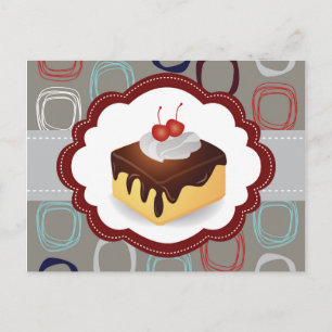 Cartão Postal Bolo de Maroon/Cinza com Cerejas