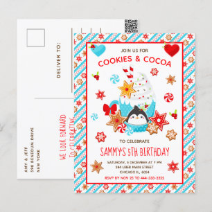 Cartão Postal Bolo de Natal e Cacau Aniversário Azul