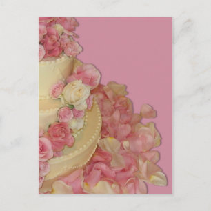 Cartão Postal Bolo e Rosas de Casamento