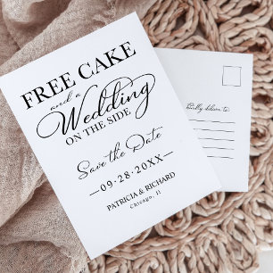 Cartão Postal Bolo Grátis E Um Casamento De Brinde Salve A Data