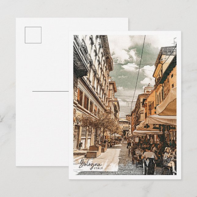 Cartão Postal Bolonha Itália Belíssima Paisagem Petrolífera (Frente/Verso)