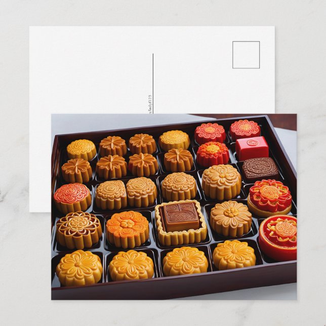 Cartão Postal Bolos chineses, passagens postais (Frente/Verso)