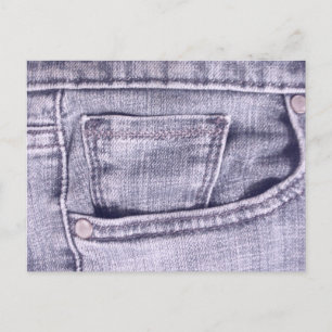 Cartão Postal Bolsa de Jeans Azul, Tecido, Costuras de Cartão-Po
