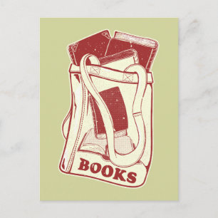 Cartão Postal Bolsa de livros que adoro ler