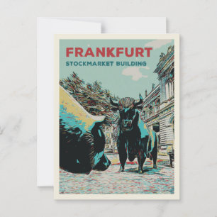 Cartão Postal Bolsa de Valores de Frankfurt Esculturas Icônicas