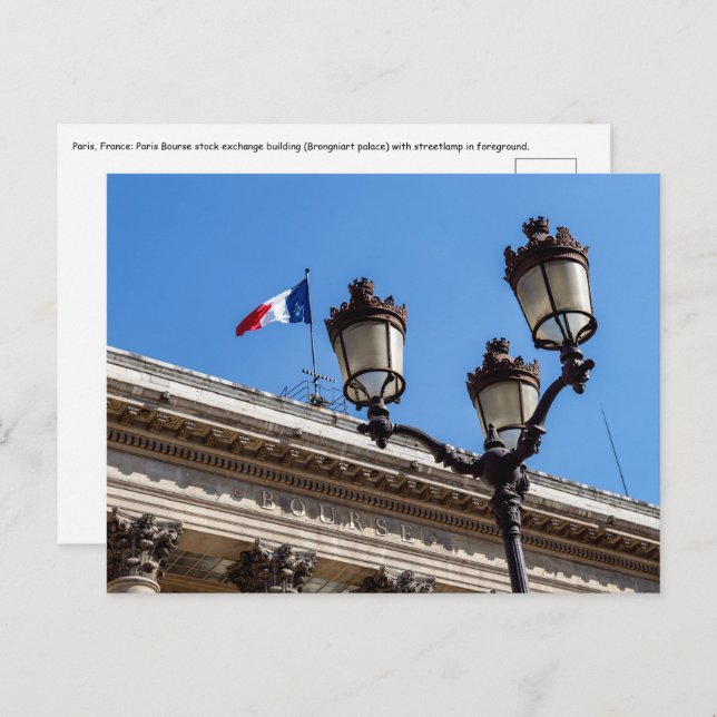 Cartão Postal Bolsa de Valores de Paris - França (Frente/Verso)